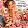 Fröhliche Geburtstagsfeier mit Hund und Kuchen Fröhliche Geburtstagsfeier mit Hund und Kuchen