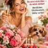 Herzlichen Glückwunsch mit Blumen und Kuchen Herzlichen Glückwunsch mit Blumen und Kuchen