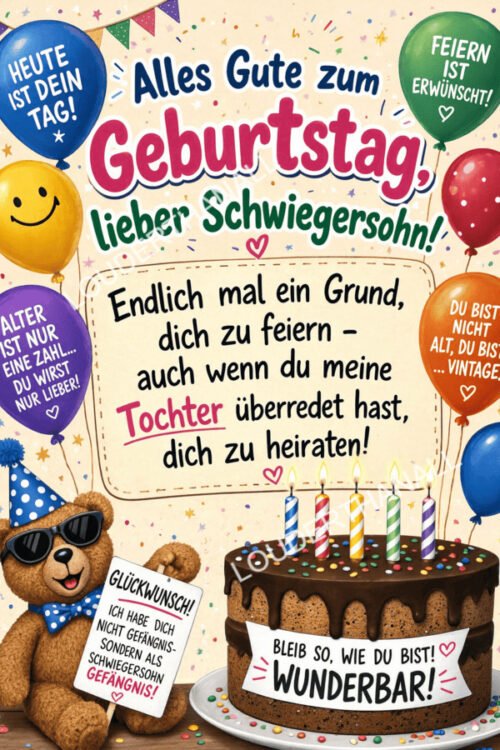 Humorvolle Geburtstagskarte Schwiegersohn