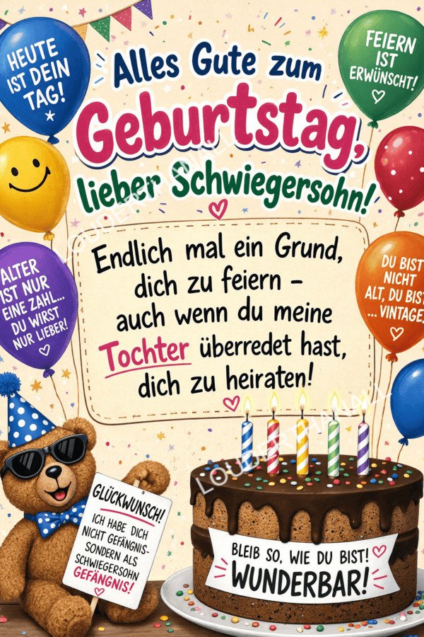 Humorvolle Geburtstagskarte Schwiegersohn Humorvolle Geburtstagskarte Schwiegersohn