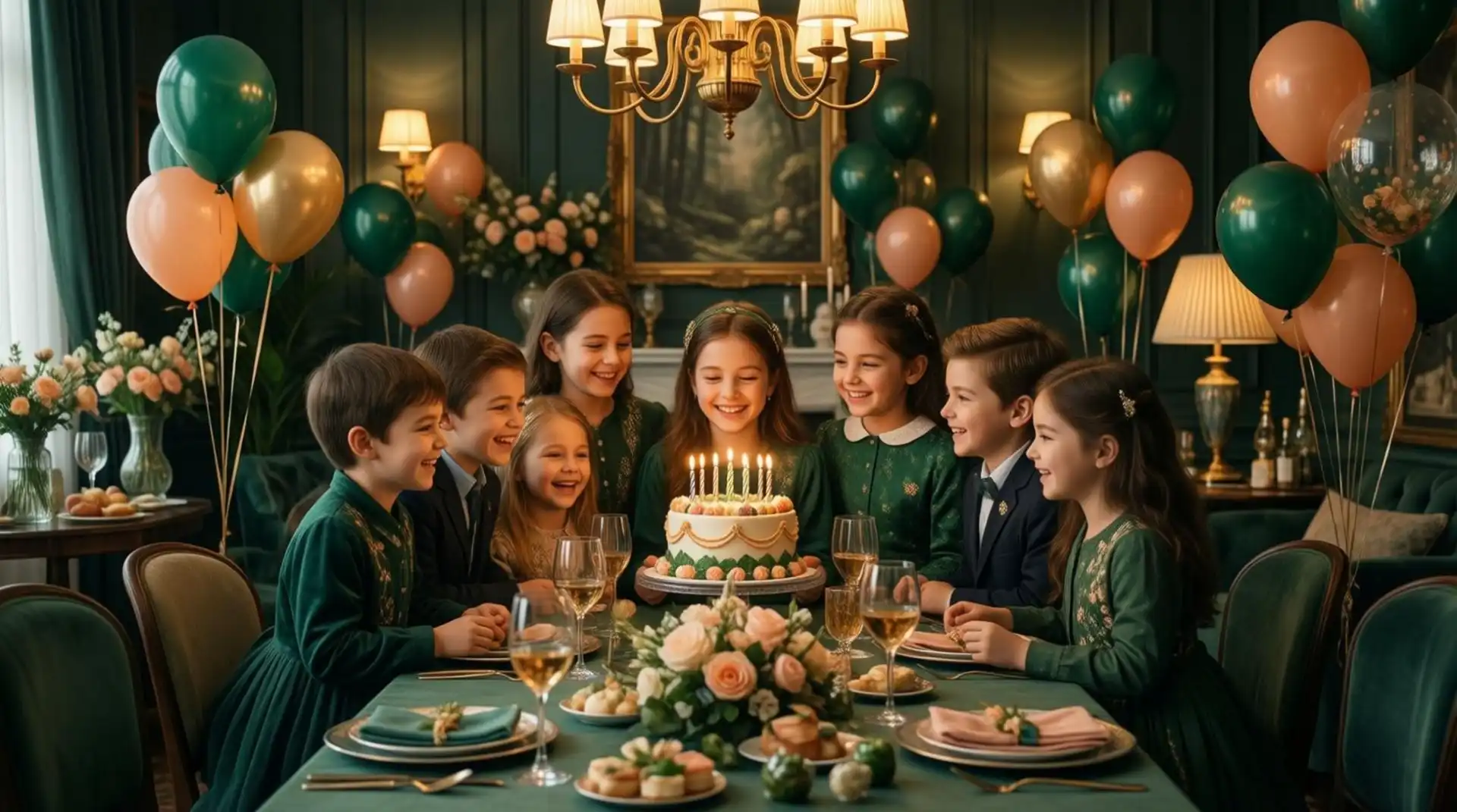 happy -children celebrating birthday party colorful decorations joyful_compressed