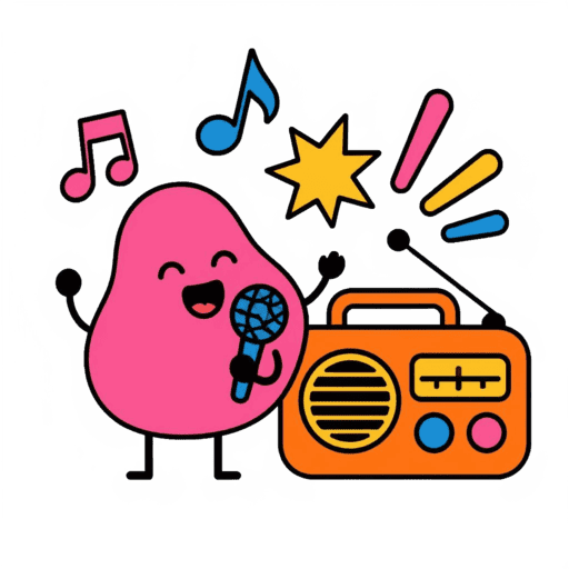 a cheerful orange radio